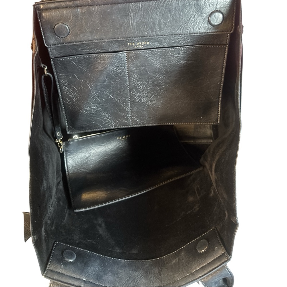 Ted Baker Black Faux Leather Tote with Signature Bow Accent - Picture 8 of 11